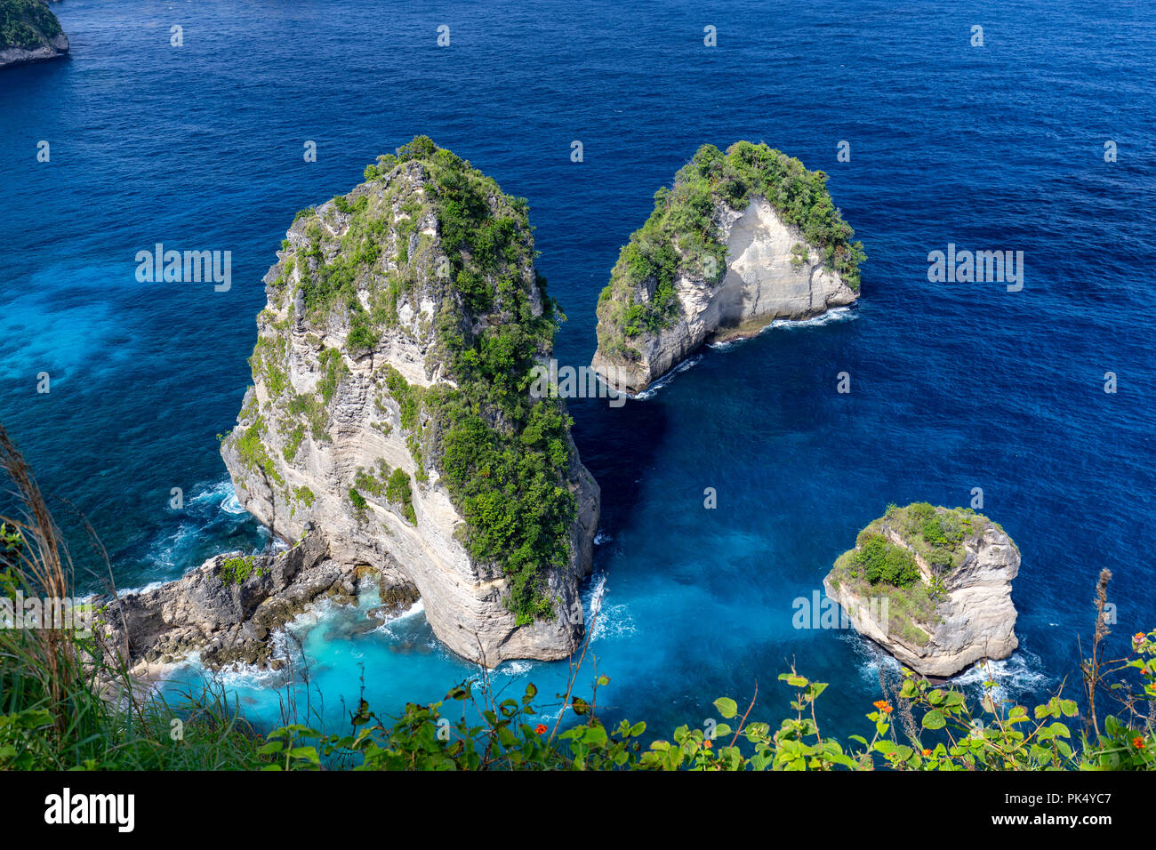 Beautiful sea stacks near Atuh beach on Nusa Penida, Indonesia. Stock Photo