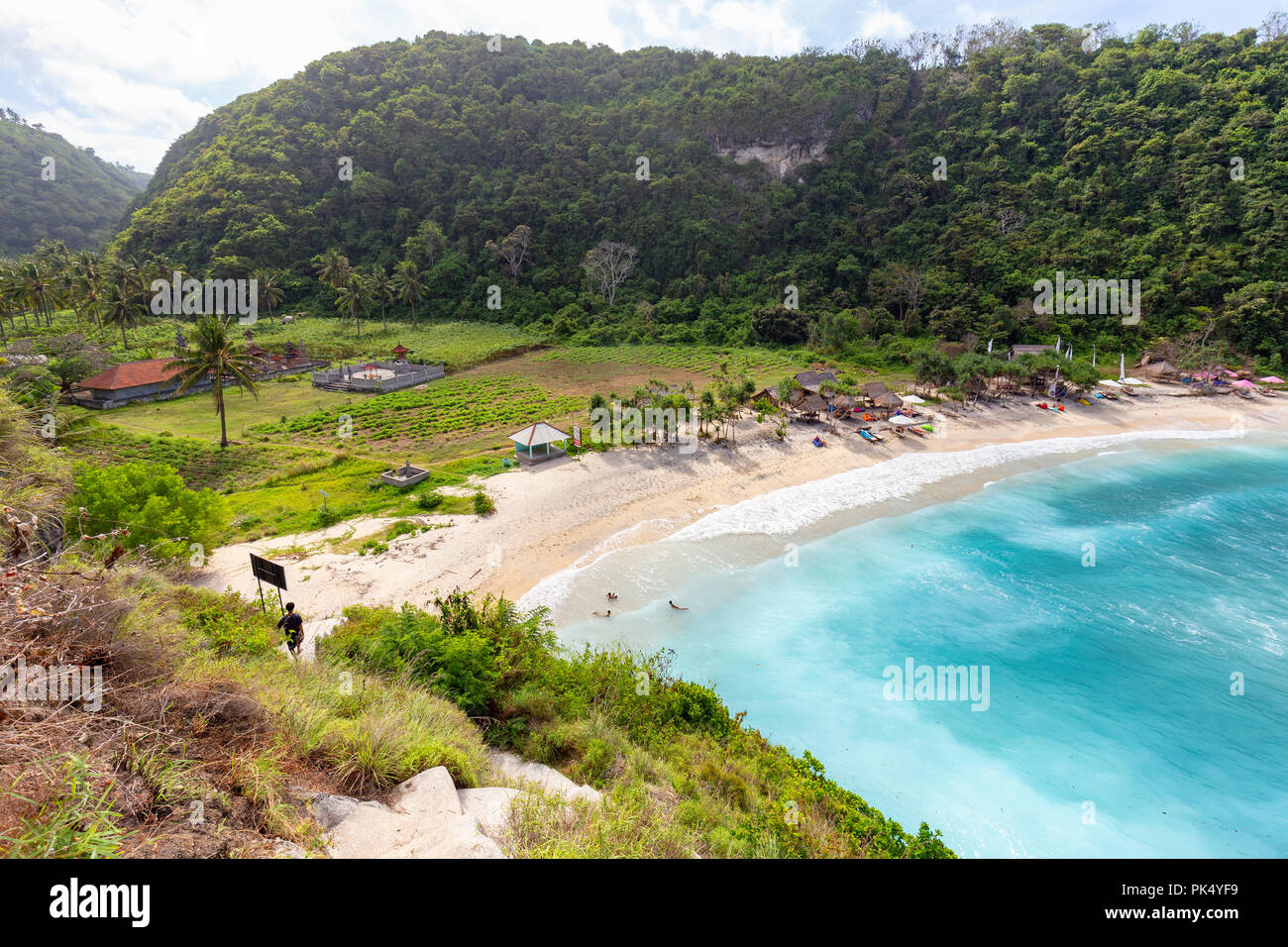 A small valley behind Atuh Beach on Nusa Penida near Bali. Stock Photo