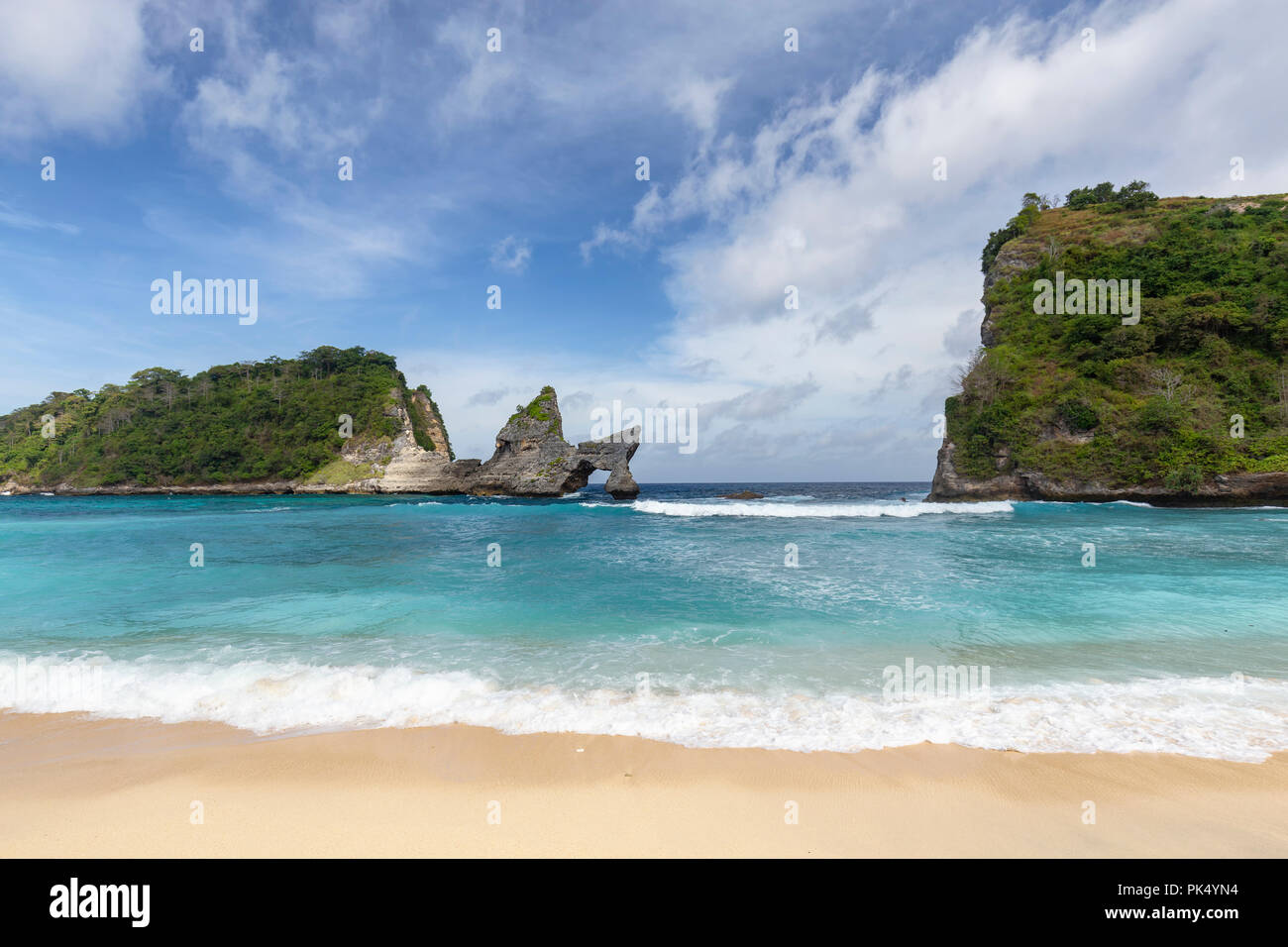 Atuh beach, popular with tourists in Nusa Penida, a small island near Bali. Stock Photo