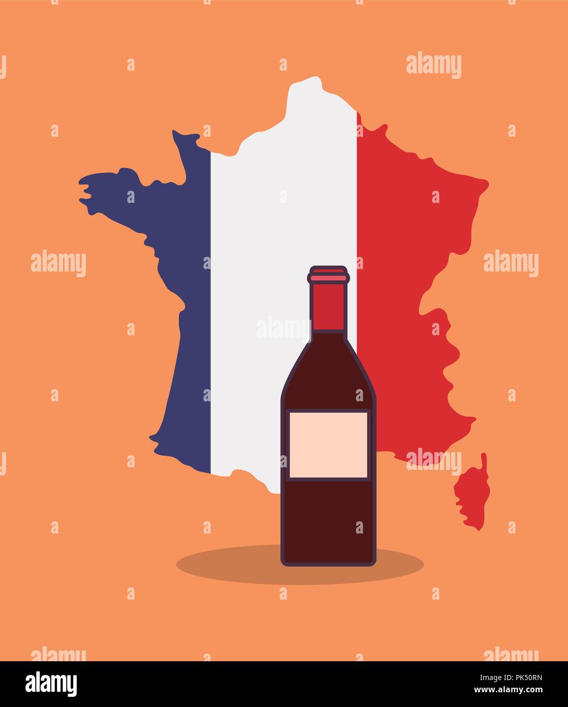 france culture card with map vector illustration design Stock Vector