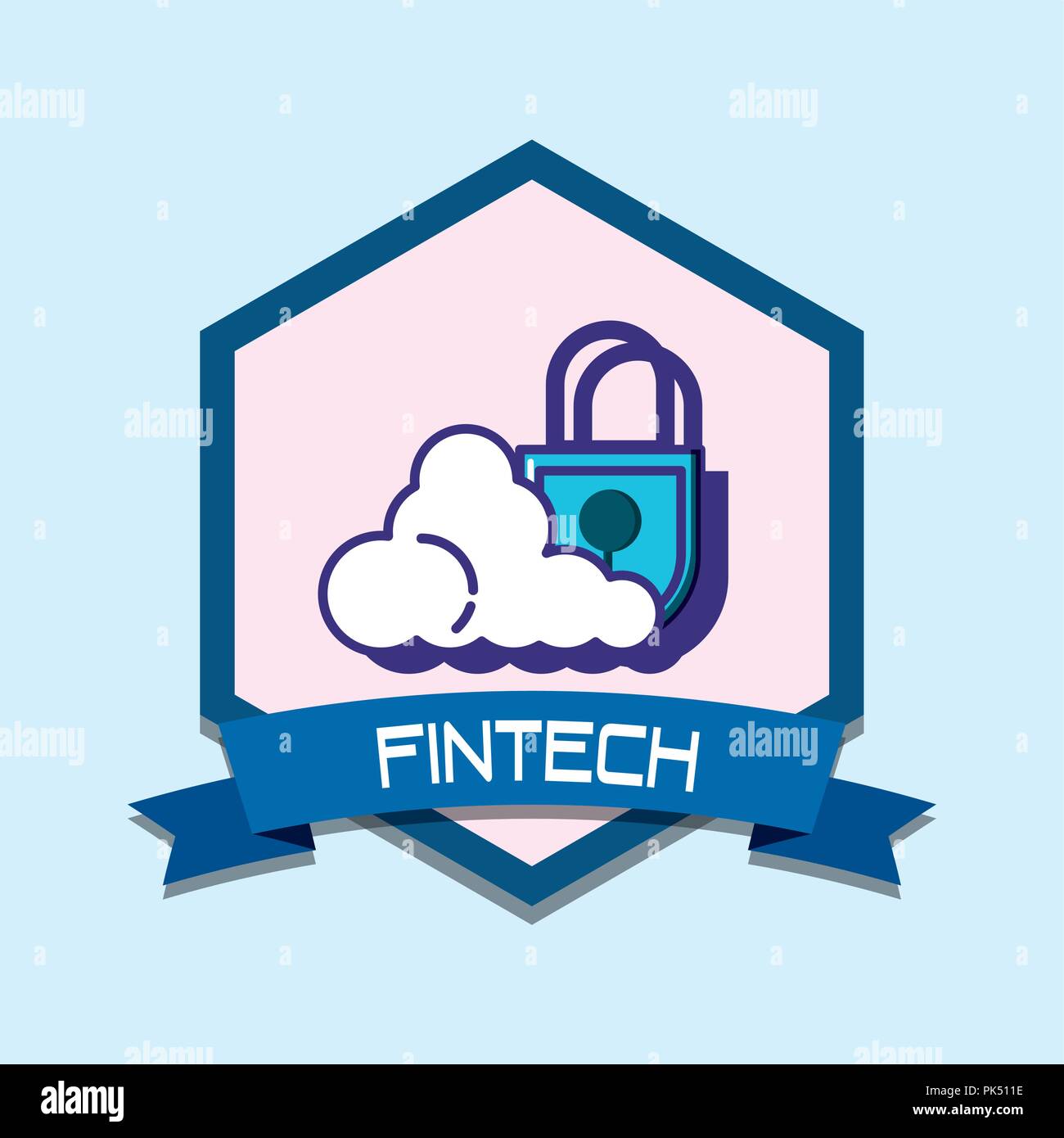 cloud with padlock fintech vector illustration design Stock Vector ...