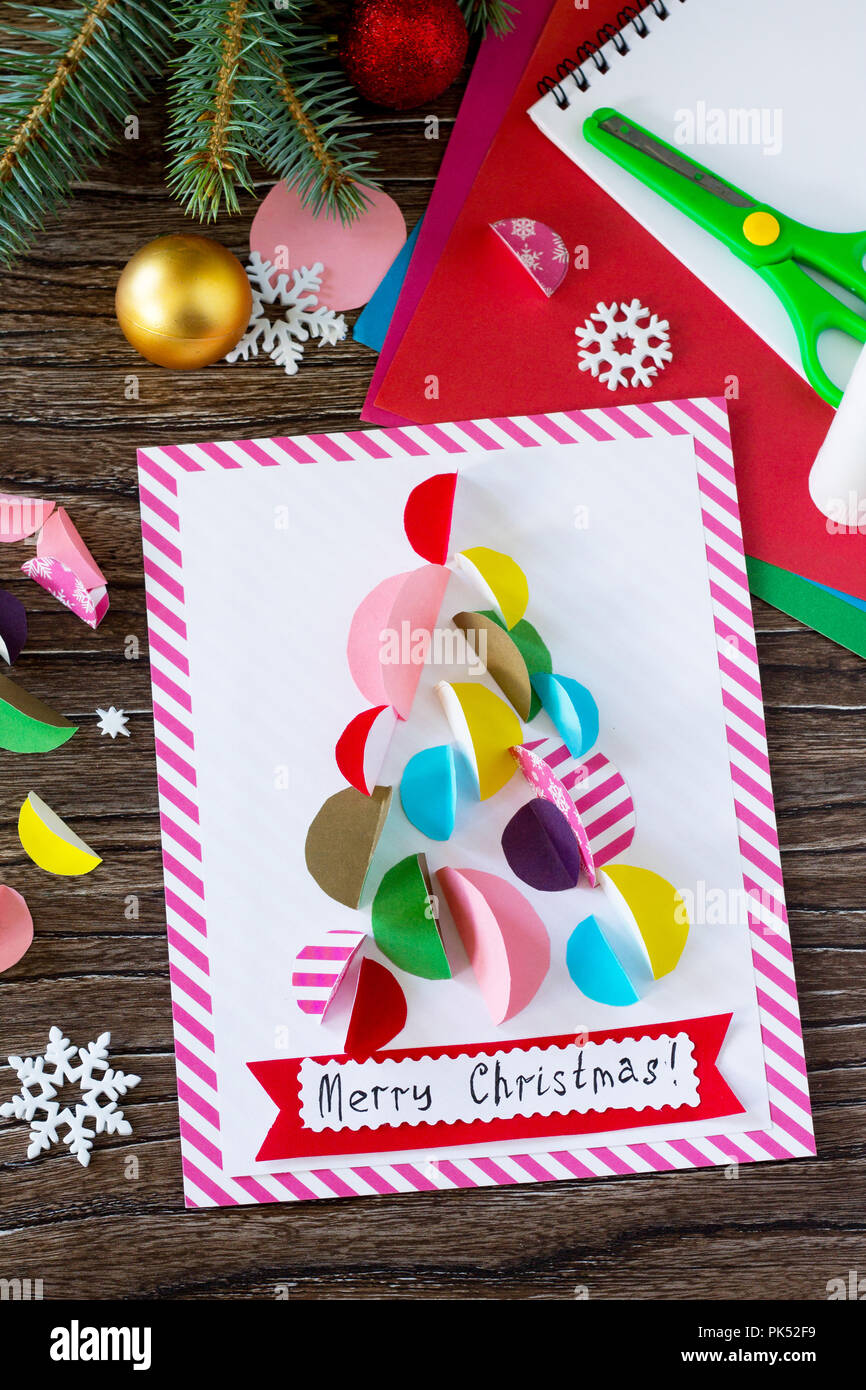christmas tree greeting card. handmade. project of