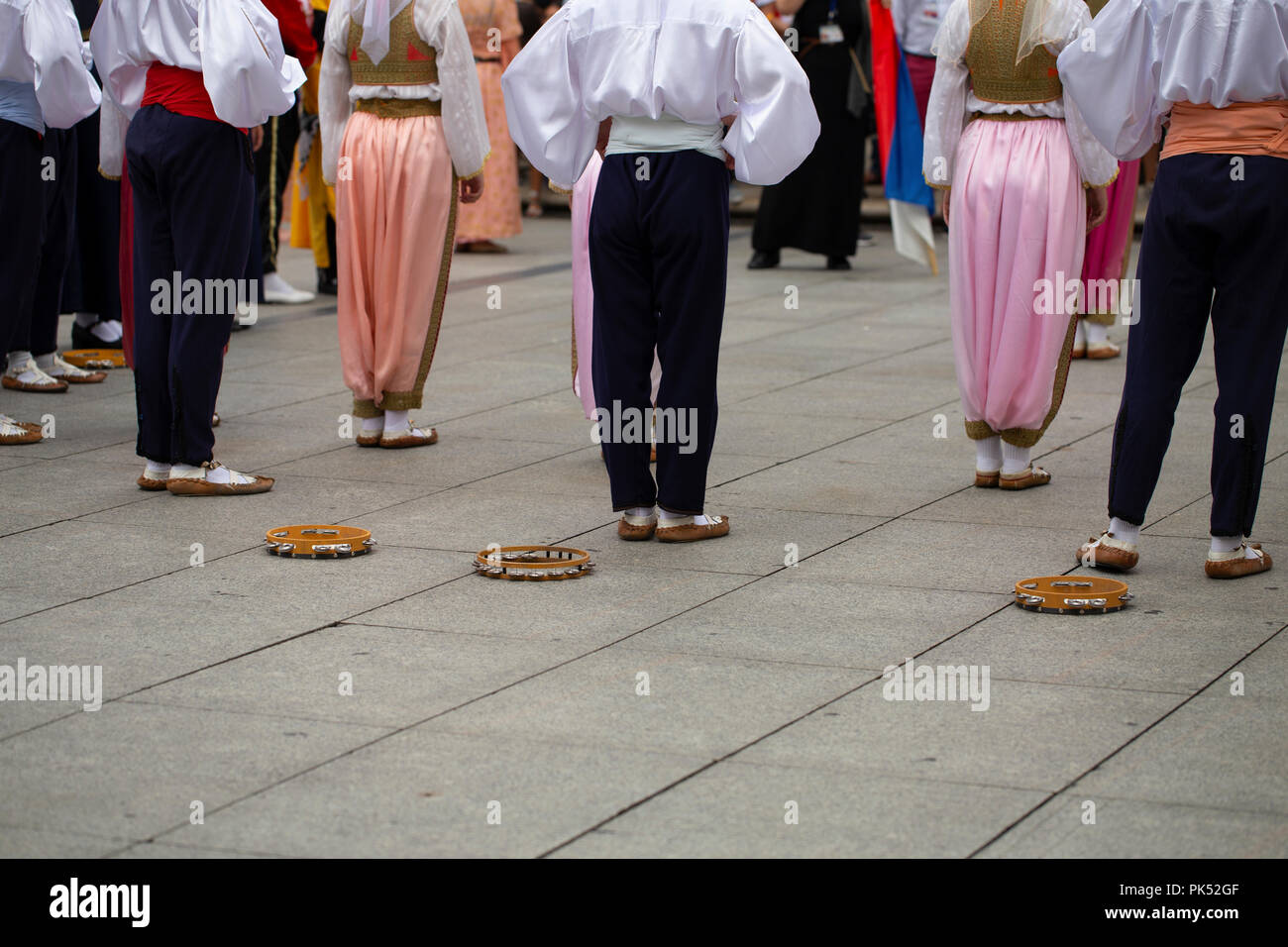 Serbian folk dance group Stock Photo