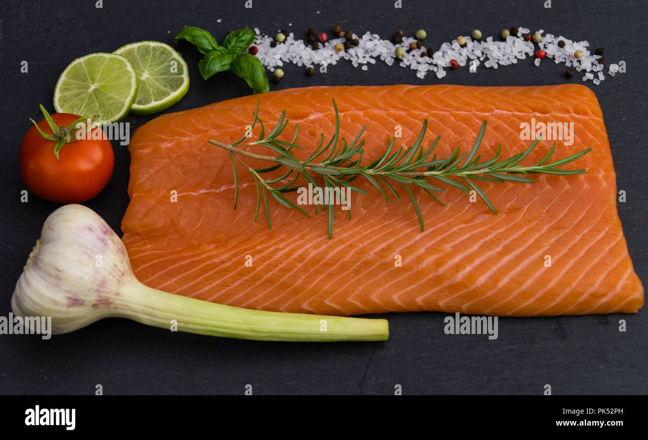 Fresh Salmon steak Stock Photo - Alamy