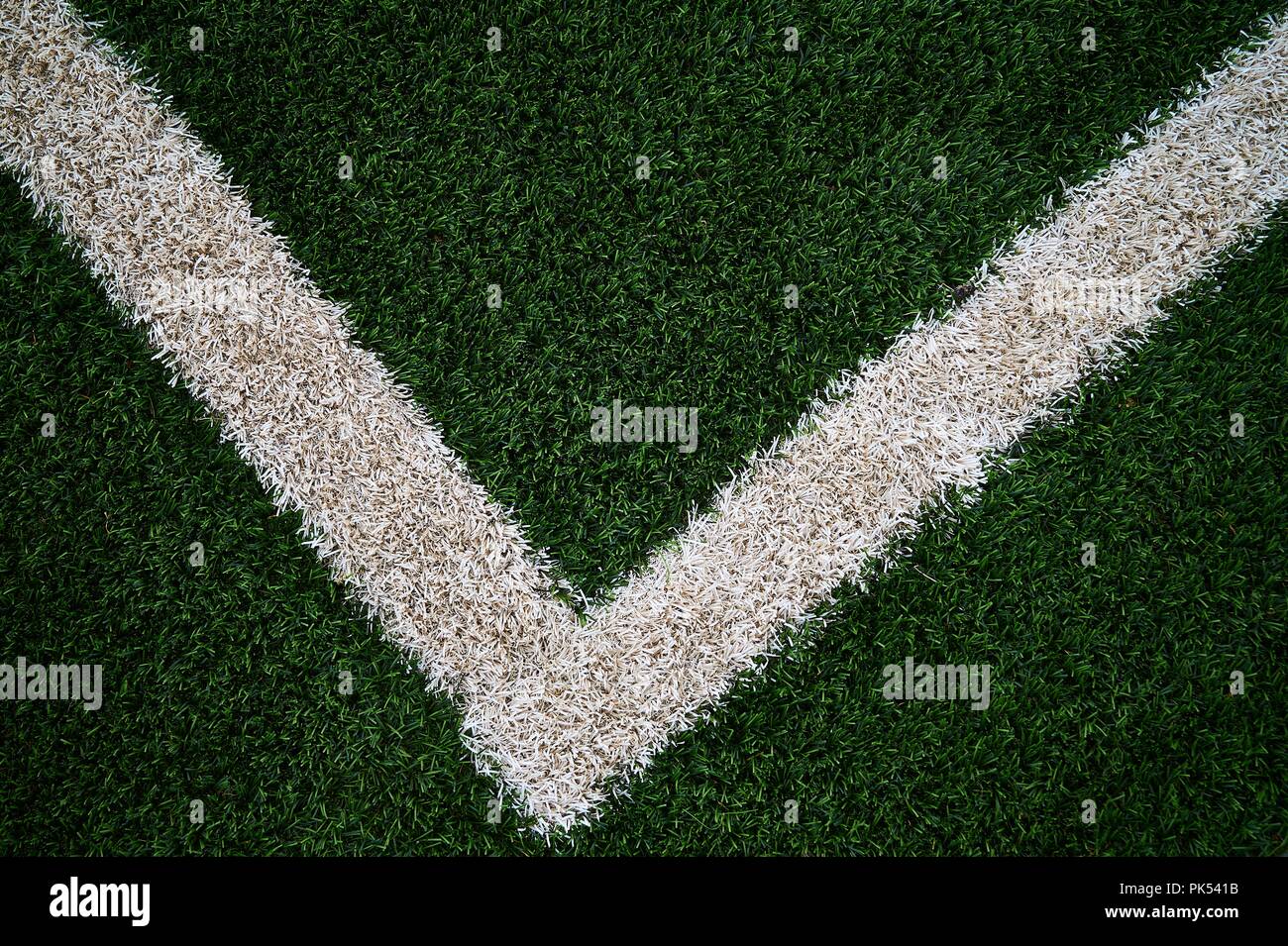 Artificial Green Grass Football / Soccer Field / Pitch & White Stripe