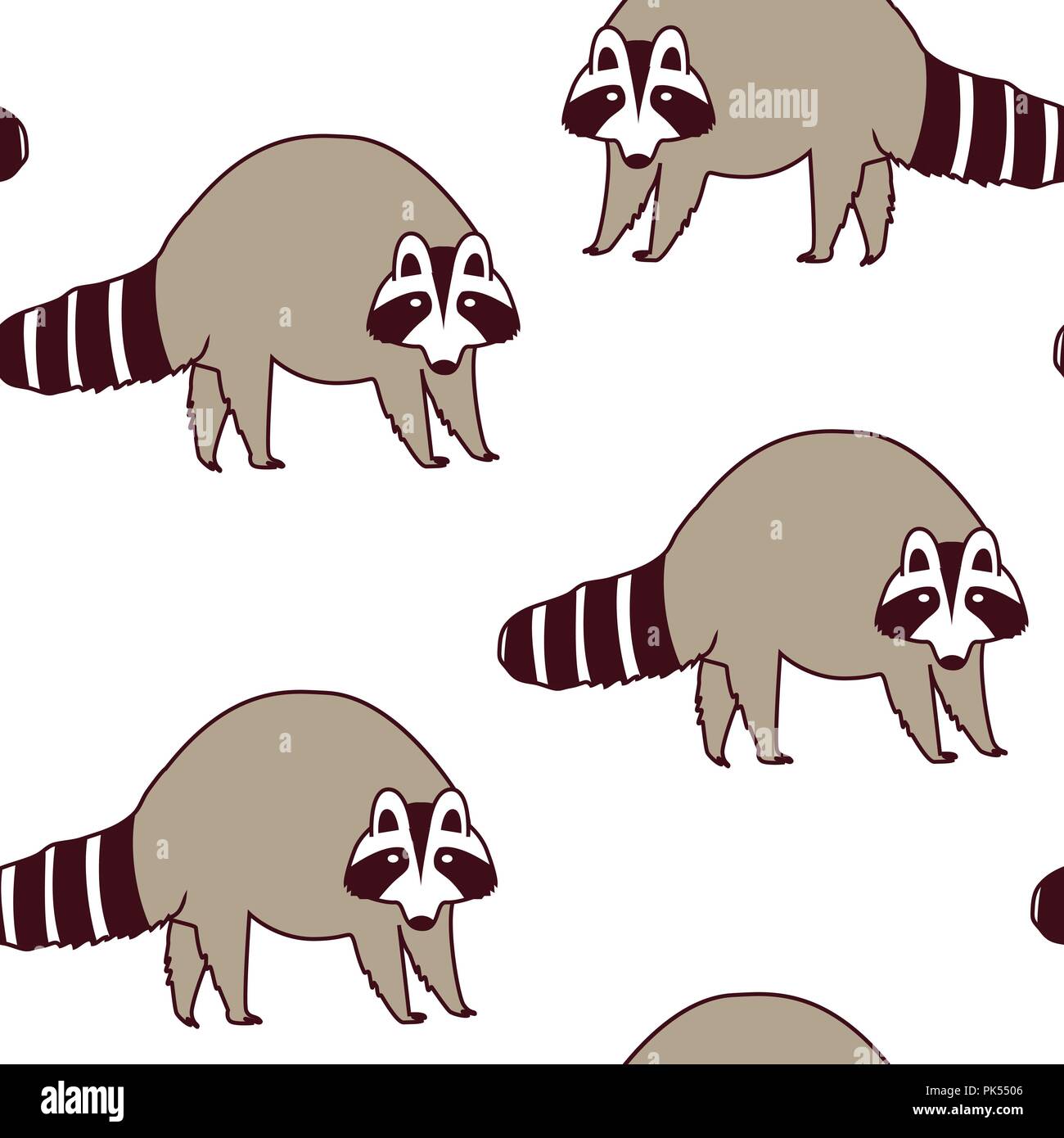 Vector pattern with cute raccoons. Kids illustration for textile and clothing Stock Vector