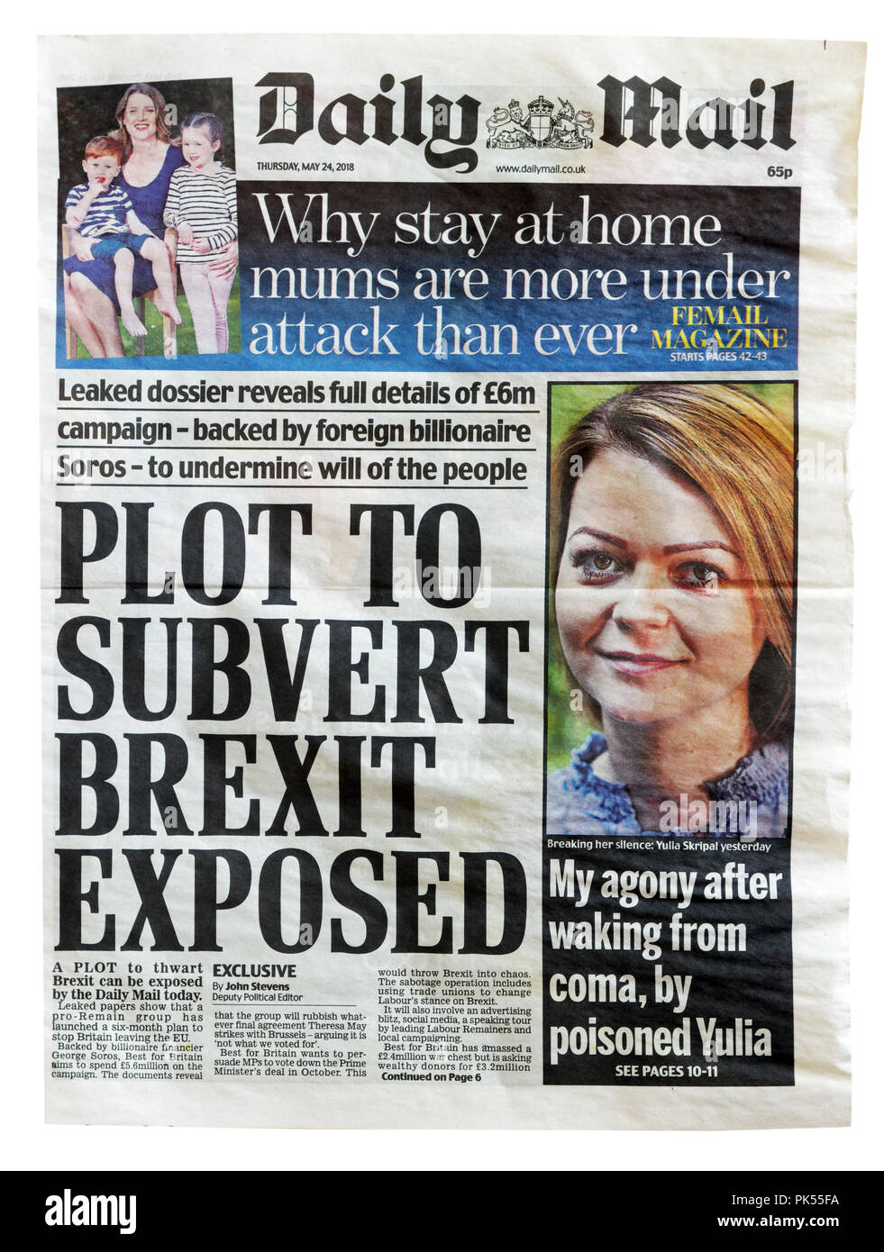 picture Daily Mail Newspaper Front Pages https www alamy com front page of the daily mail with the headline plot to subvert brexit exposed about attempts to stop brexit and keep britain in the eu image218316990 html