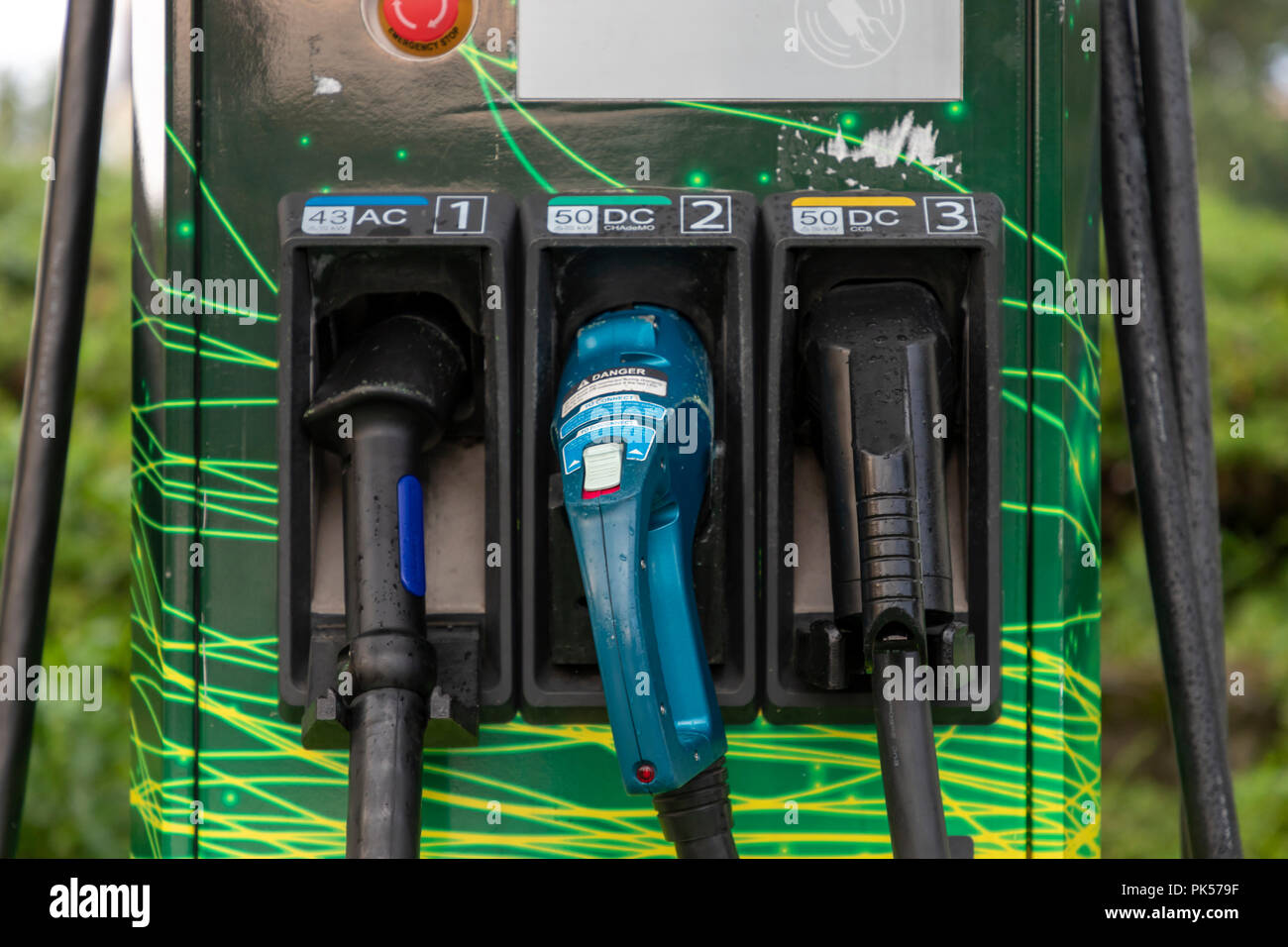 Empty charging station for electric car in Zagreb,Croatia Stock Photo