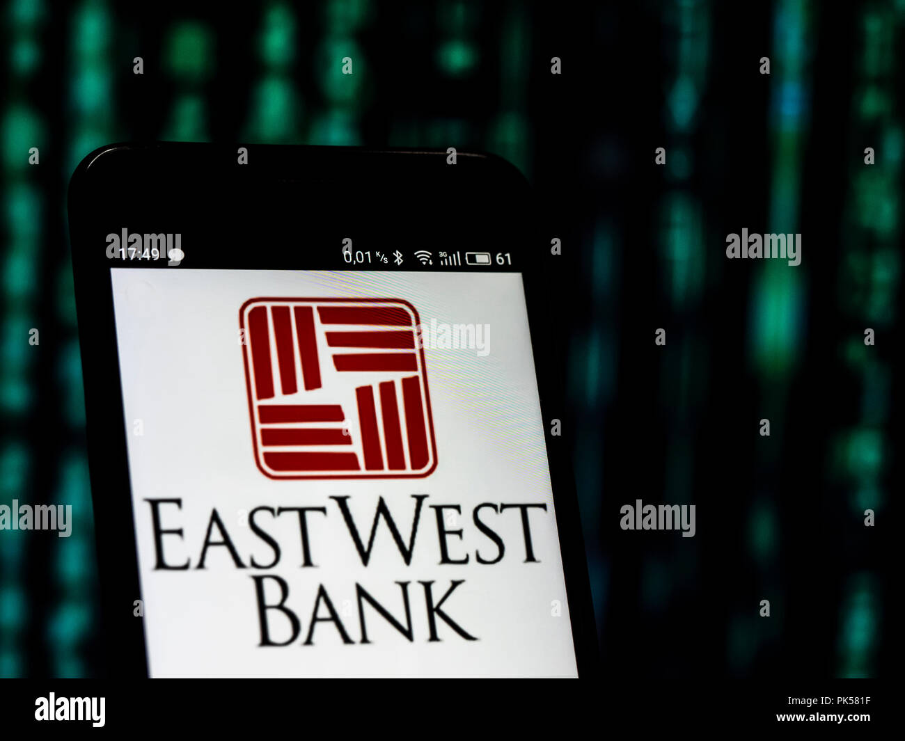 East West Bank logo seen displayed on a smart phone Stock Photo - Alamy