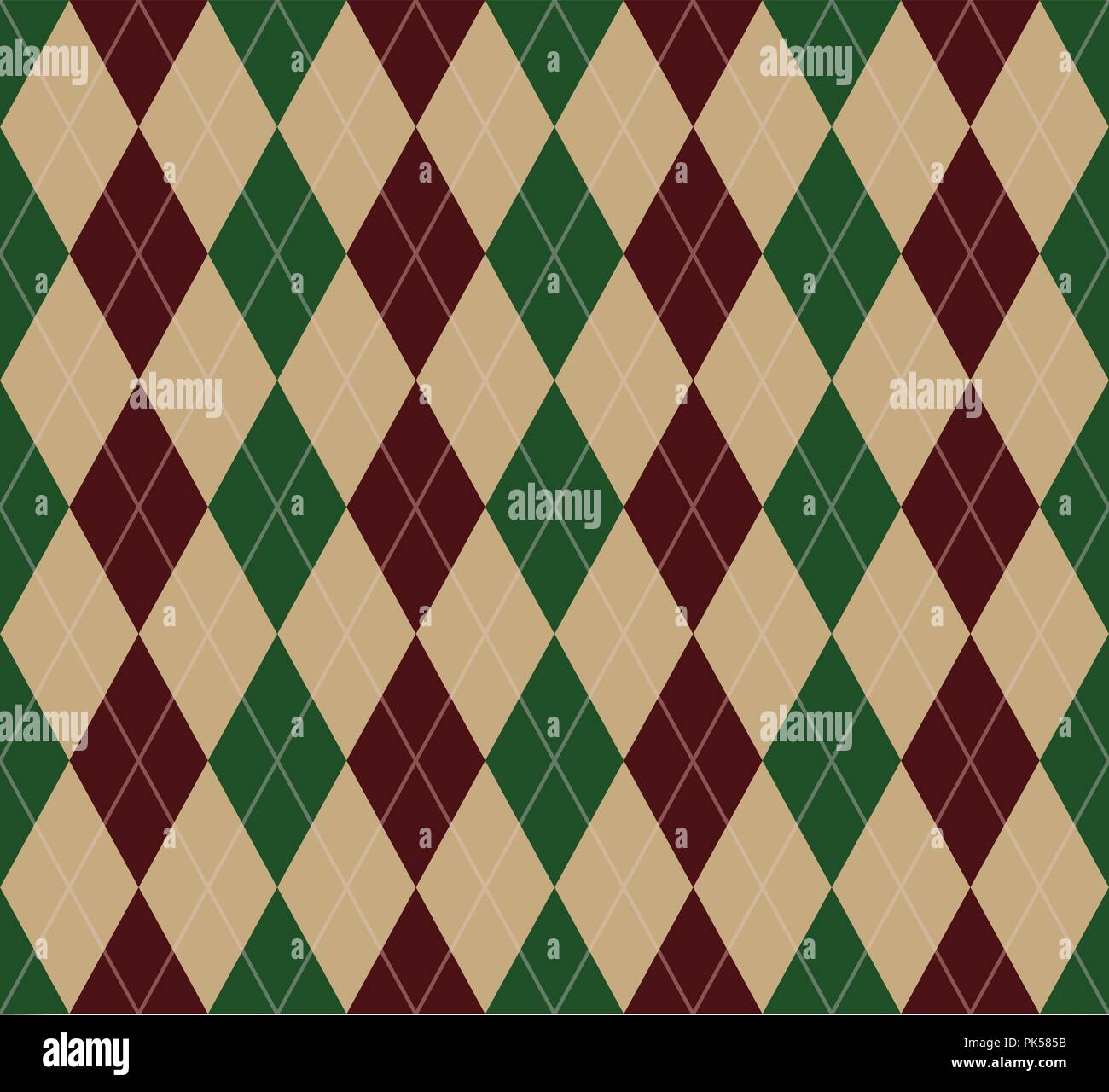 Seamless Christmas Argyle pattern dark green and red Stock Vector