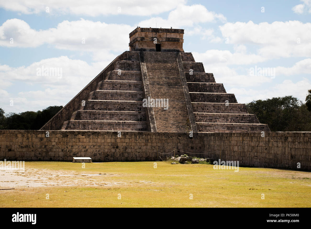 Historical Pyramid architecture of ancient civilization. Step Temple in Mexico. Stock Photo
