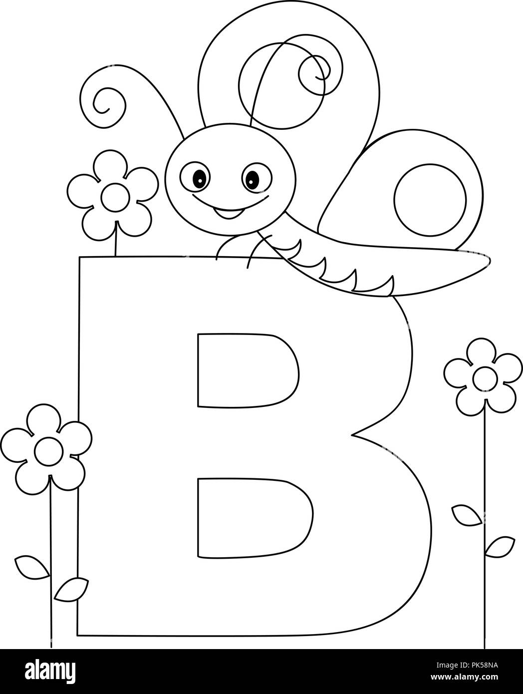 Animal alphabet coloring book illustration with outlined graphics ...