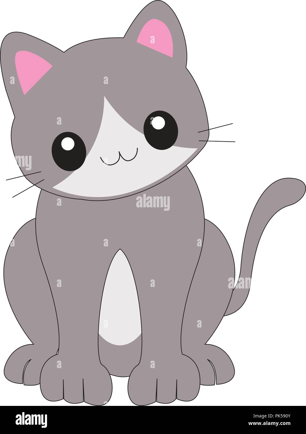 Cute cat / kitten isolated on white background illustration Stock ...
