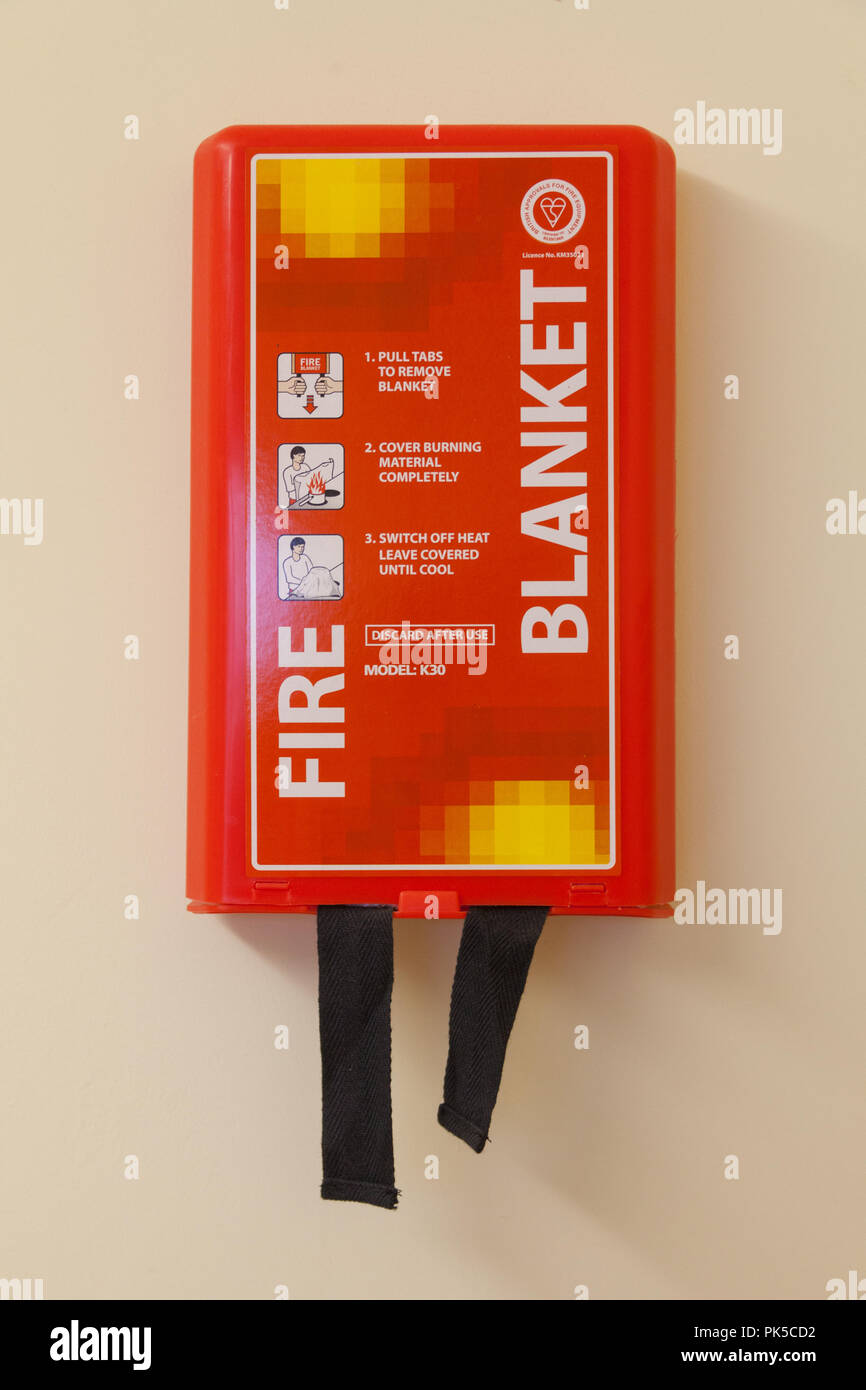 Wall Mounted Fire Blanket North Devon England United Kingdom Stock Photo Alamy
