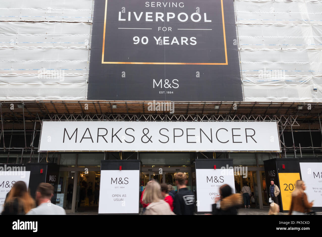 People Walking Past The Marks And Spencer Store In Church St Liverpool