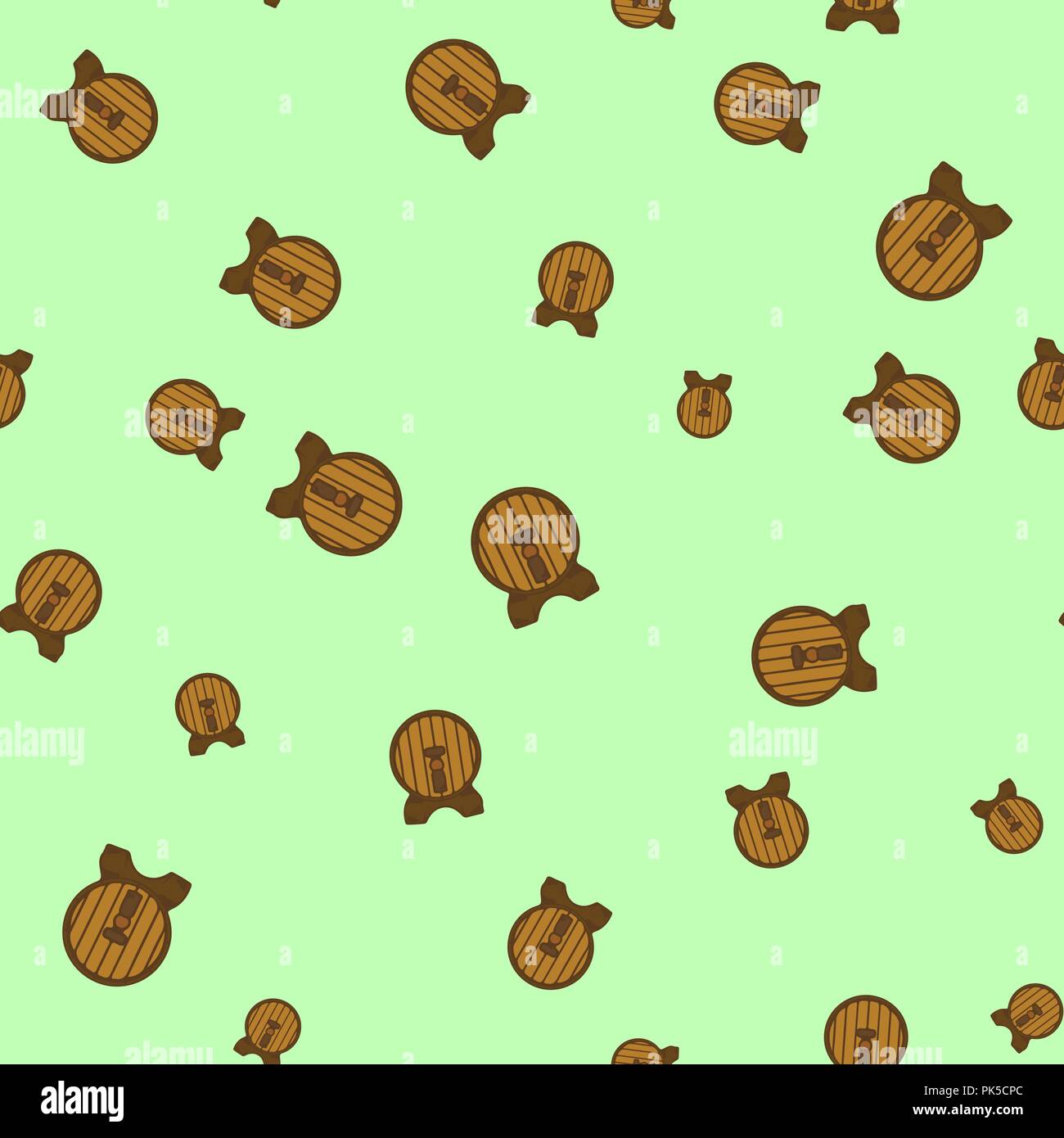 Beer barrel pattern seamless. Vector illustration. Light green background. Stock Vector