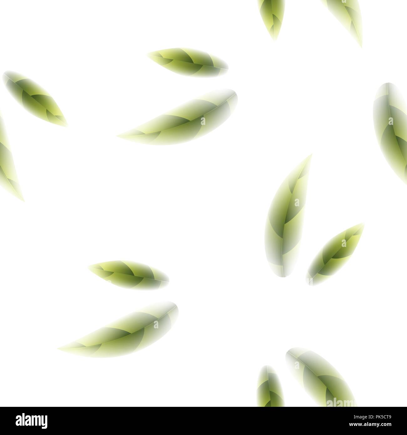 Fresh Green Tea Leaves Seamless Pattern on White Background Stock ...