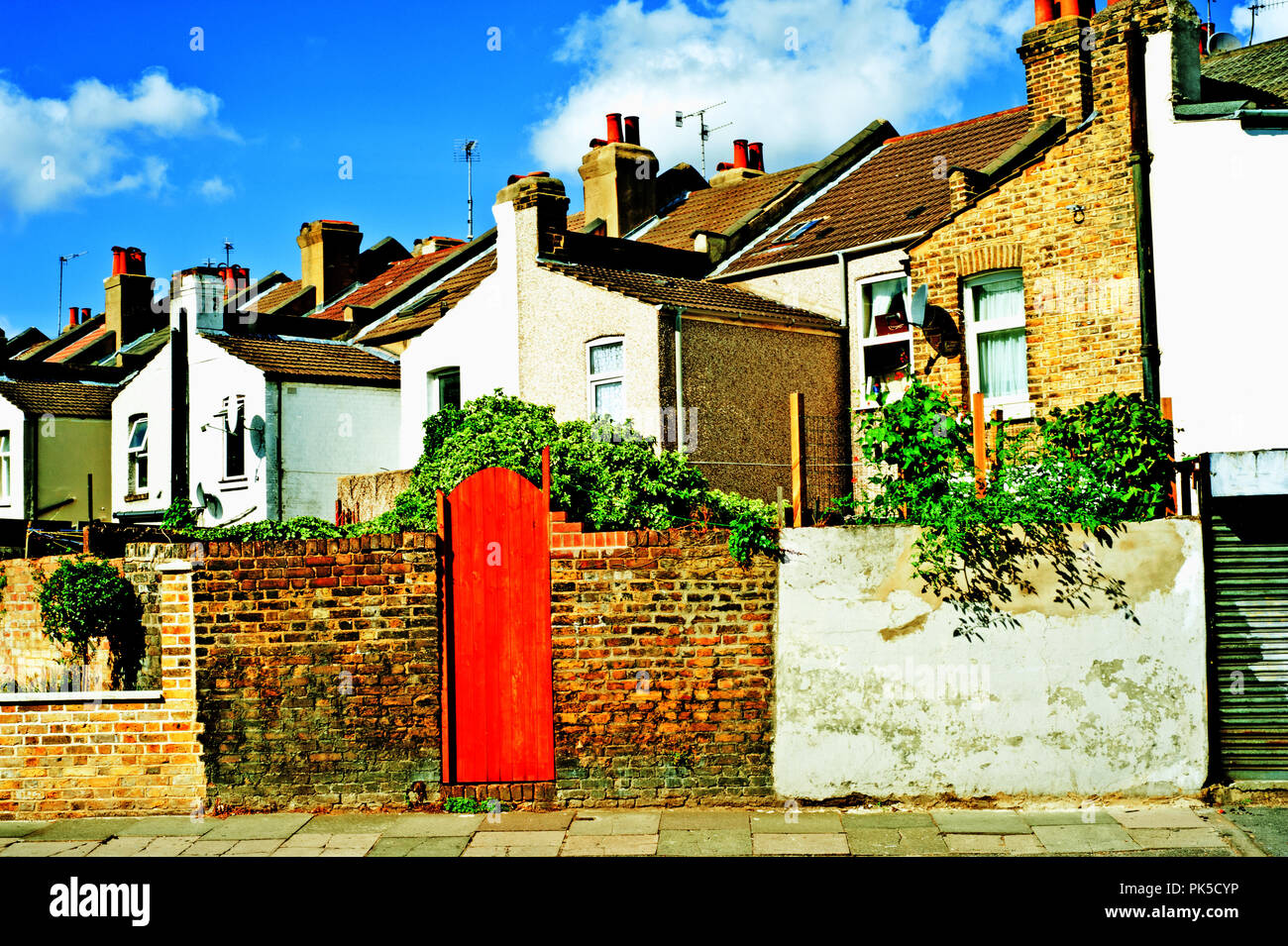 Rear of Terrace Houses, Plumstead, London, England Stock Photo