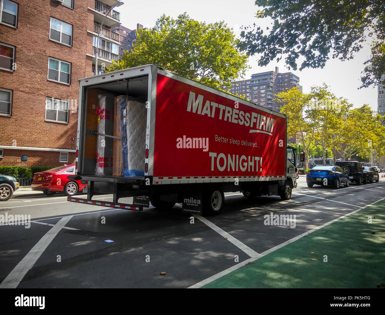 A Mattress Firm Turck Making Deliveries In The Chelsea Neighborhood Of New York On Sunday September 2 2018 Tempur Sealy International Is Suing Mattress Firm Over The Retailer Selling Copycat Mattresses That