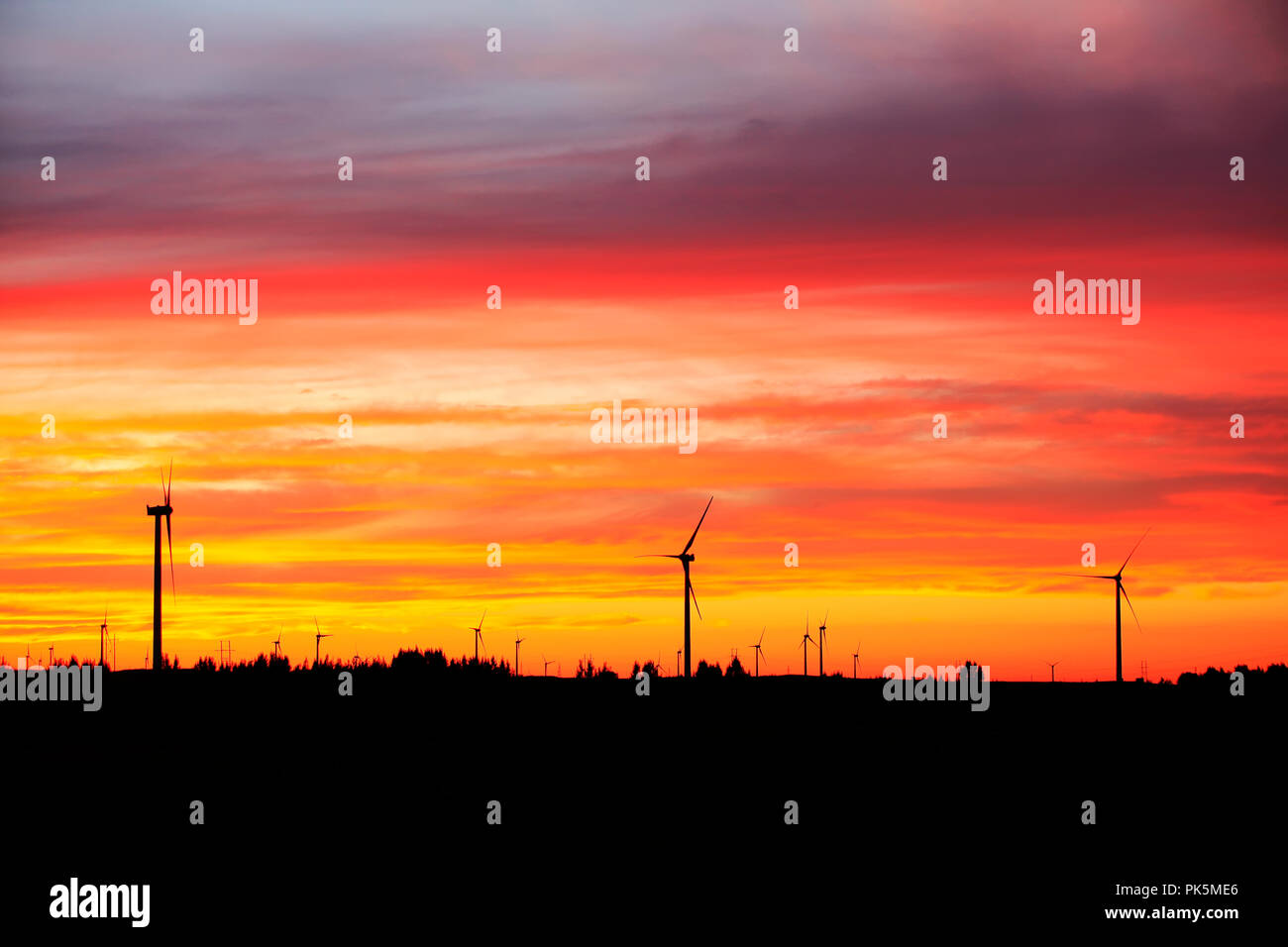 In the evening, the silhouette of wind turbines Stock Photo - Alamy