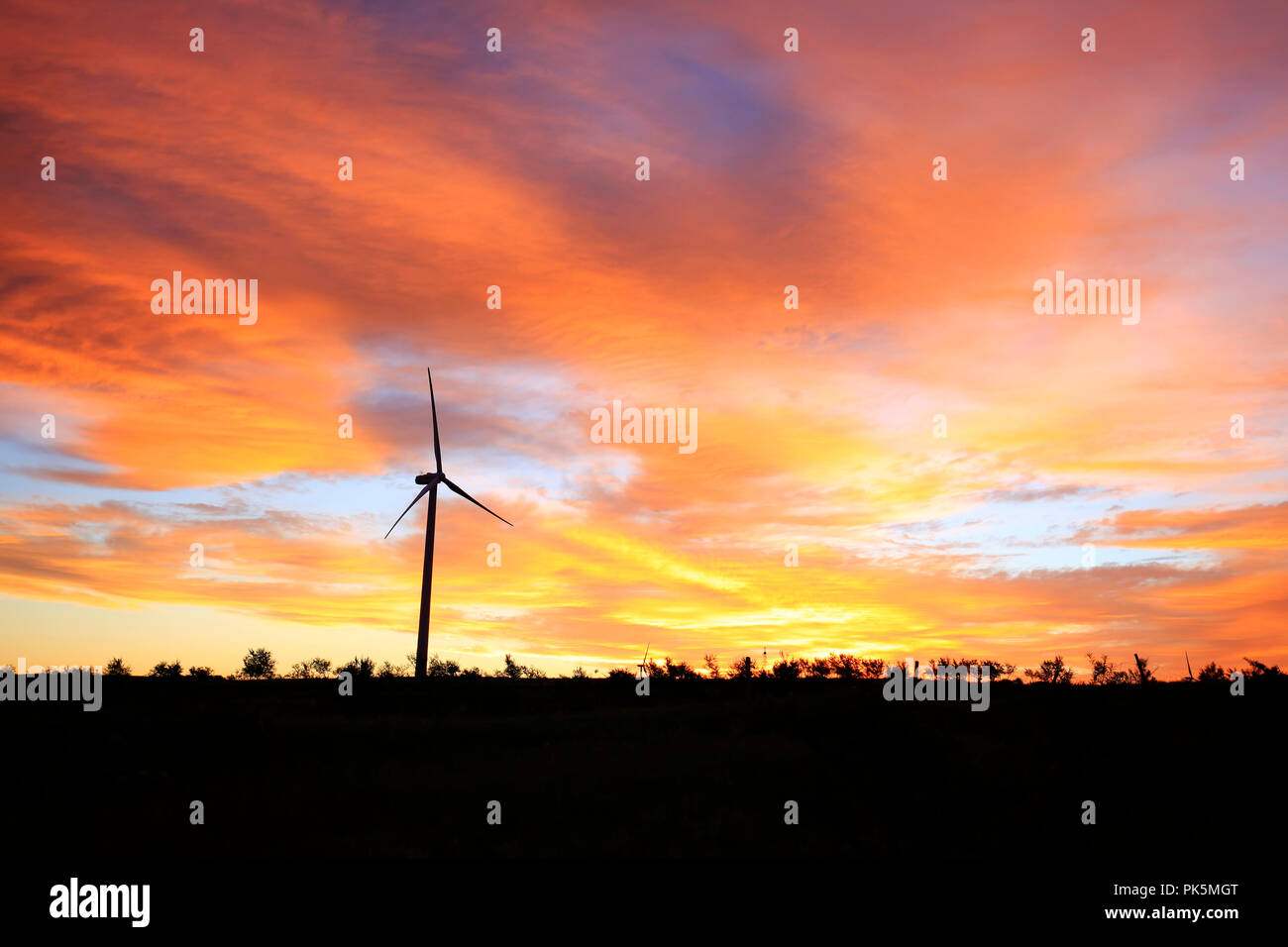 In the evening, the silhouette of wind turbines Stock Photo - Alamy