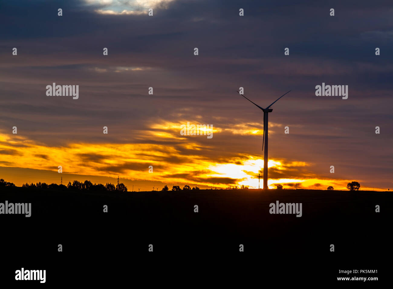 In the evening, the silhouette of wind turbines Stock Photo - Alamy