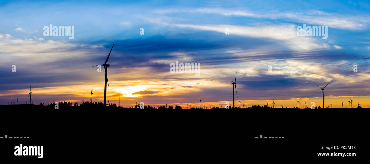 In the evening, the silhouette of wind turbines Stock Photo - Alamy