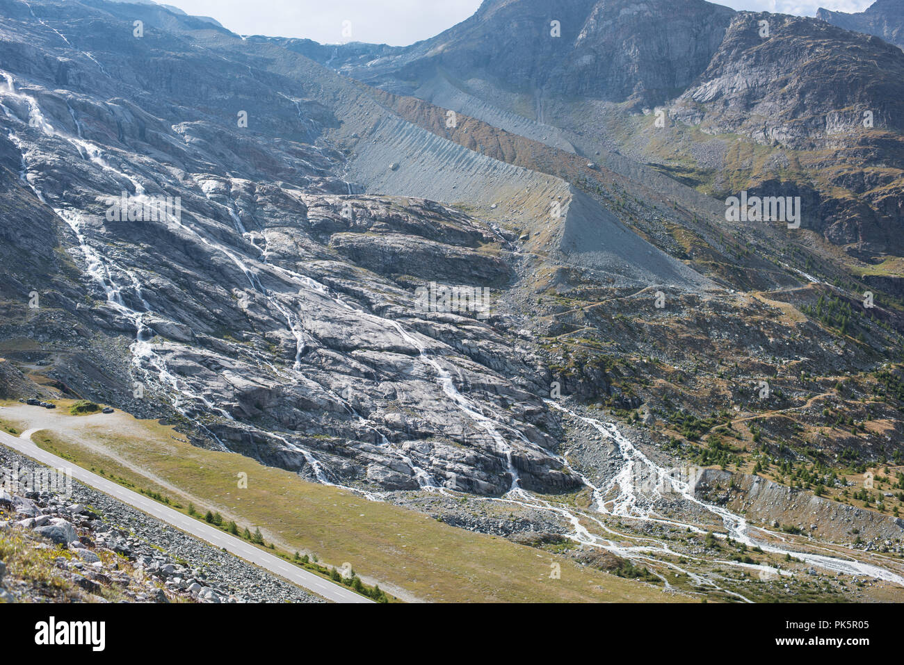 landscape in Saas valley switzerland, mattmark Stock Photo