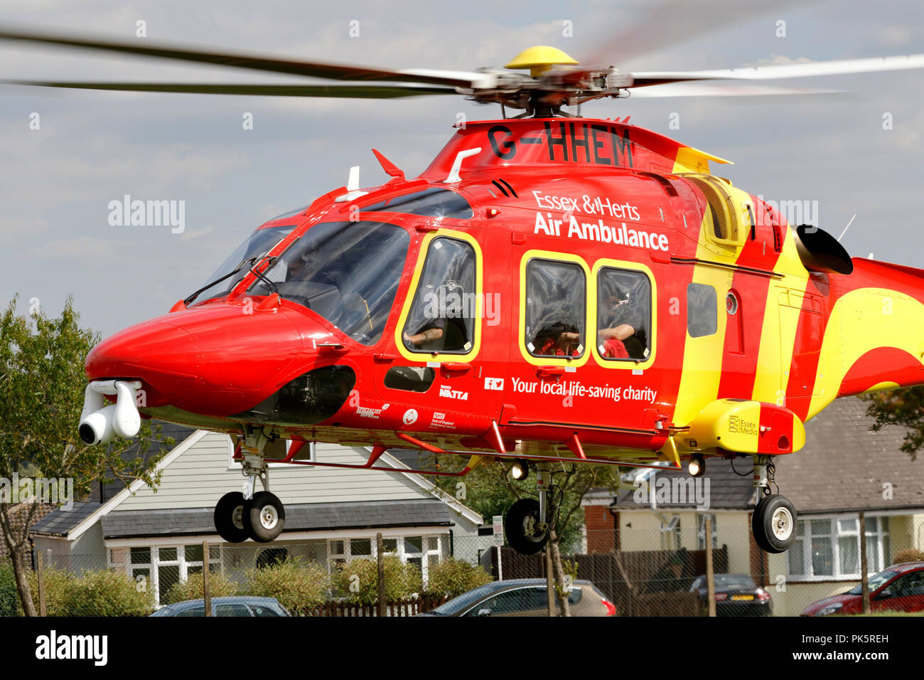 Herts and Essex Air Ambulance. Agusta Westland AW169 Serial 69049 Register G-HHEM used by UK Air Ambulances Specialist Aviation Services. Stock Photo