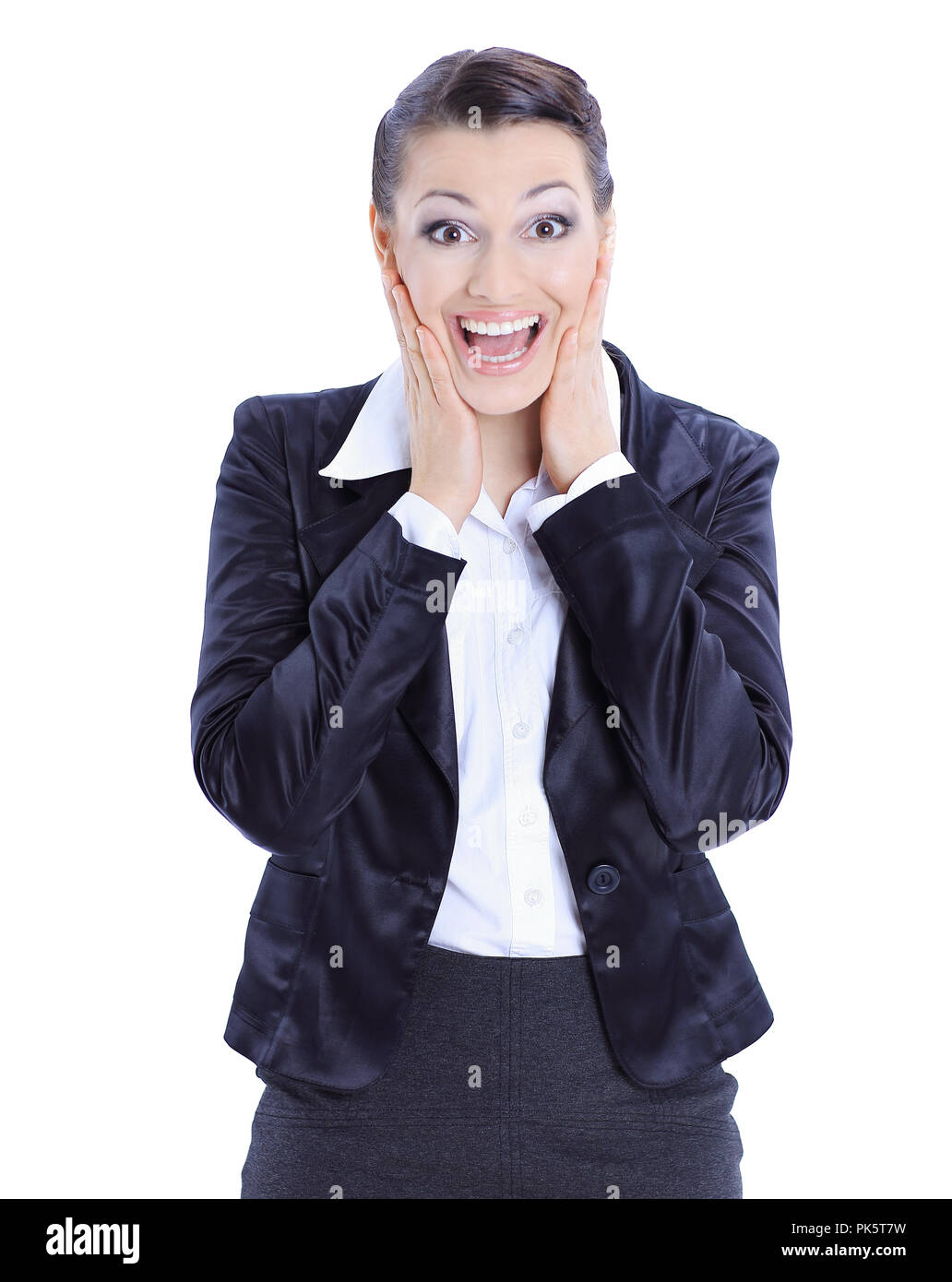 surprised young business woman.isolated on white background Stock Photo ...