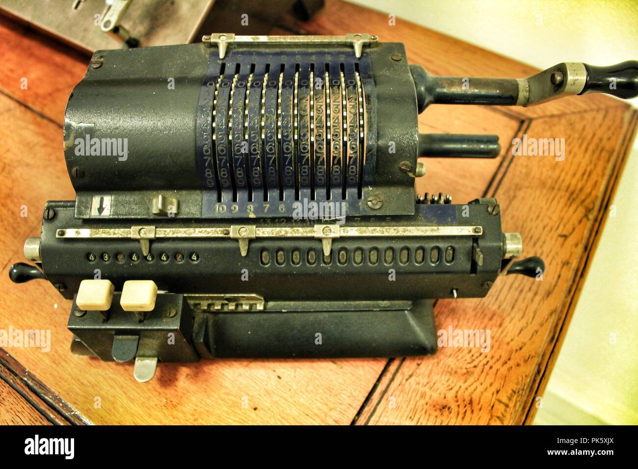 Old and vintage calculating machine Stock Photo Alamy