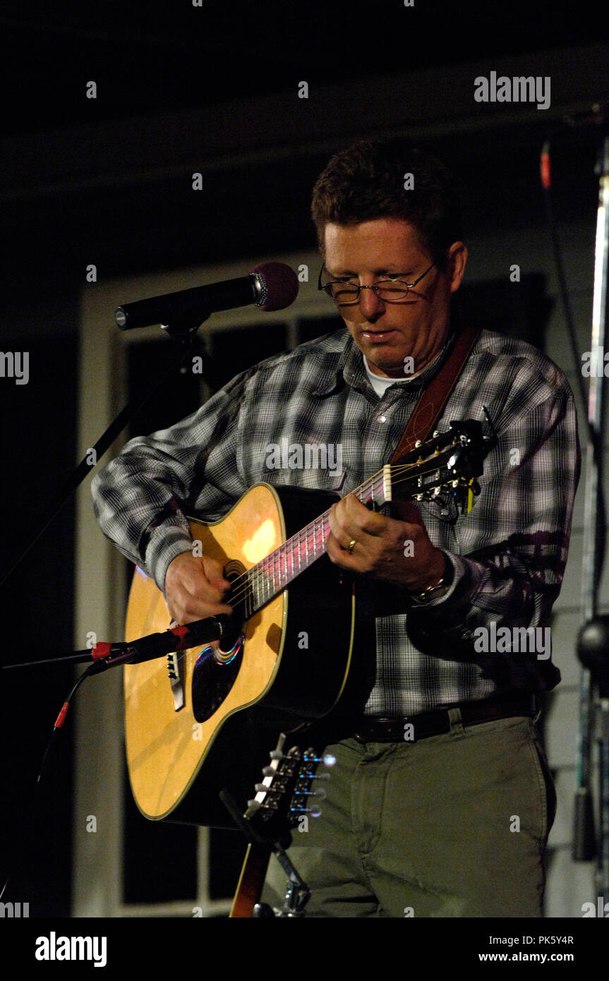 Tim O'Brien  plays during the 'The Bluegrass & Folk Music Pickin' Fest' in Berryville, Virginia. Watermelon Park Fest combines a beautiful weekend of  Stock Photo