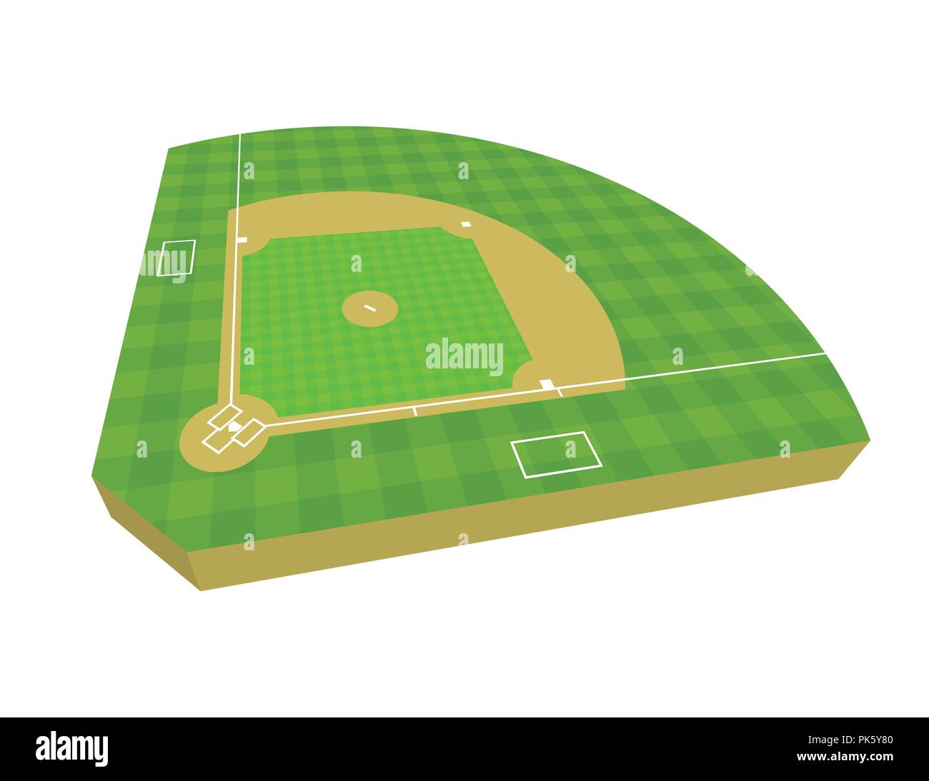 A 3D baseball field isolated on a white background illustration. Vector EPS 10 available. Stock Vector
