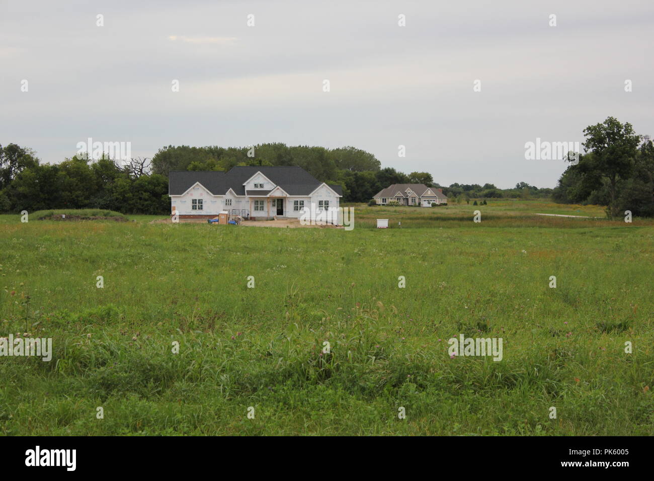New residential houses still under construction in rural Marengo