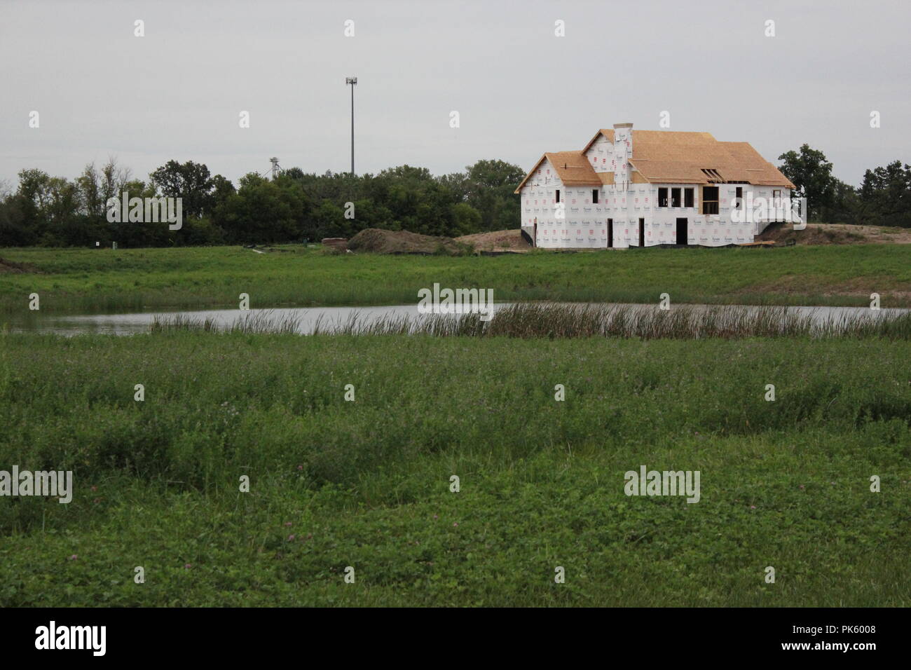 New residential houses still under construction in rural Marengo