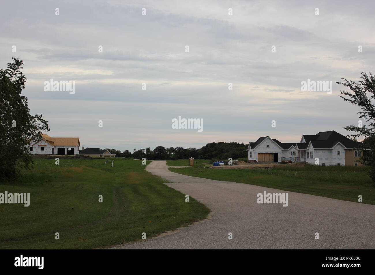 New residential houses still under construction in rural Marengo