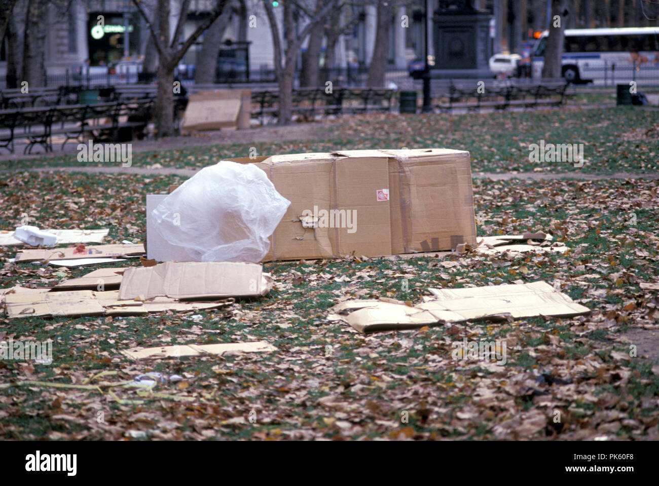 NOT 938793 HOMELESS SHELTER New York City Park New York USA Stock Photo