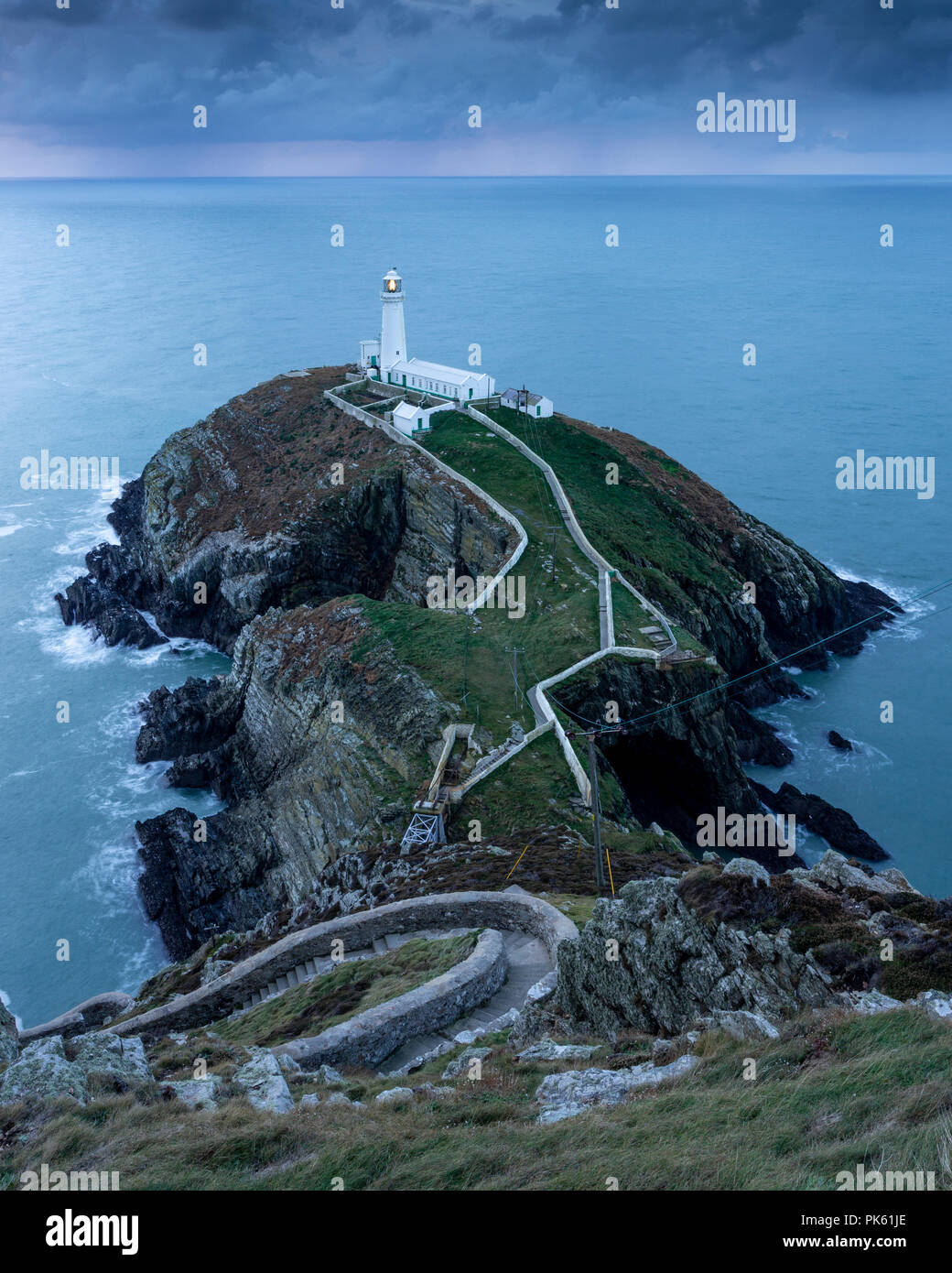 South Stack lighthouse on the coast of Anglesey, North Wales Stock Photo