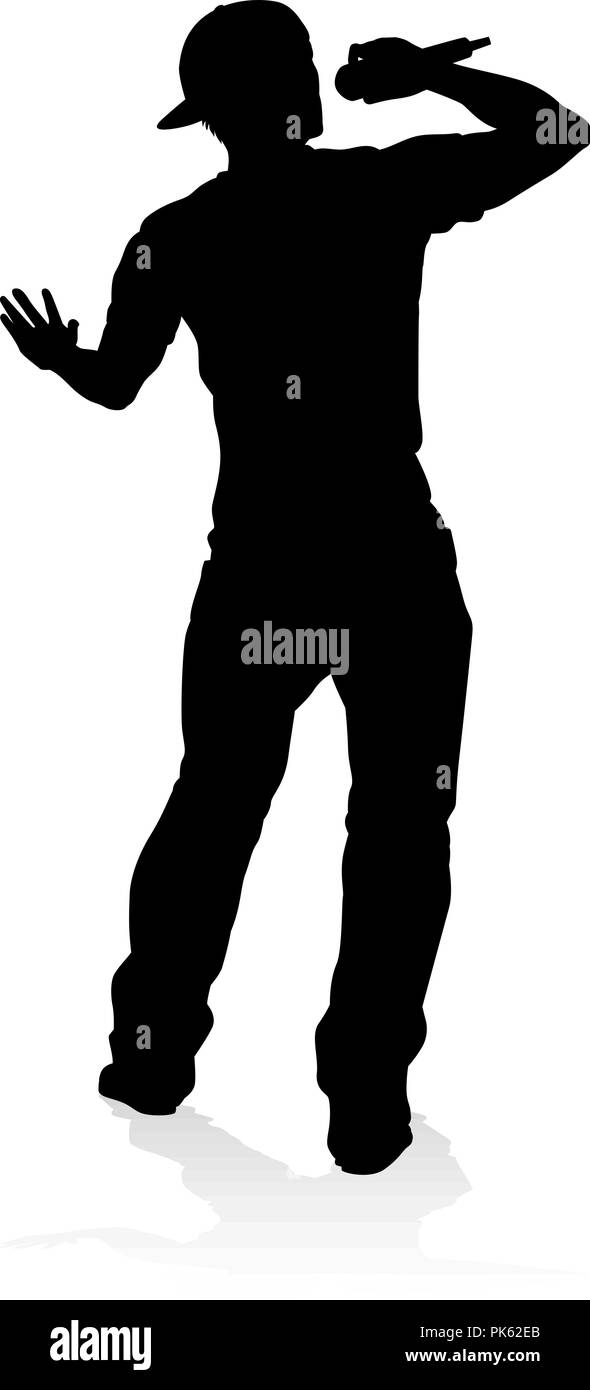 Singer Pop Country or Rock Star Silhouette Stock Vector
