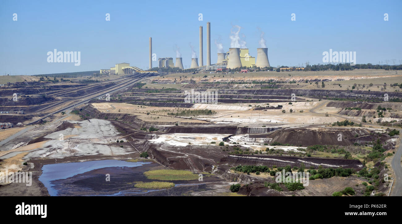 AERIAL VIEW LOY YANG POWER STATION IN THE LATROBE VALLEY, VICTORIA, AUSTRALIA Stock Photo