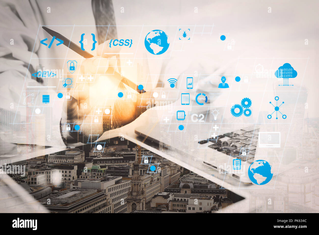 Coding software developer work with AR new design dashboard computer ...