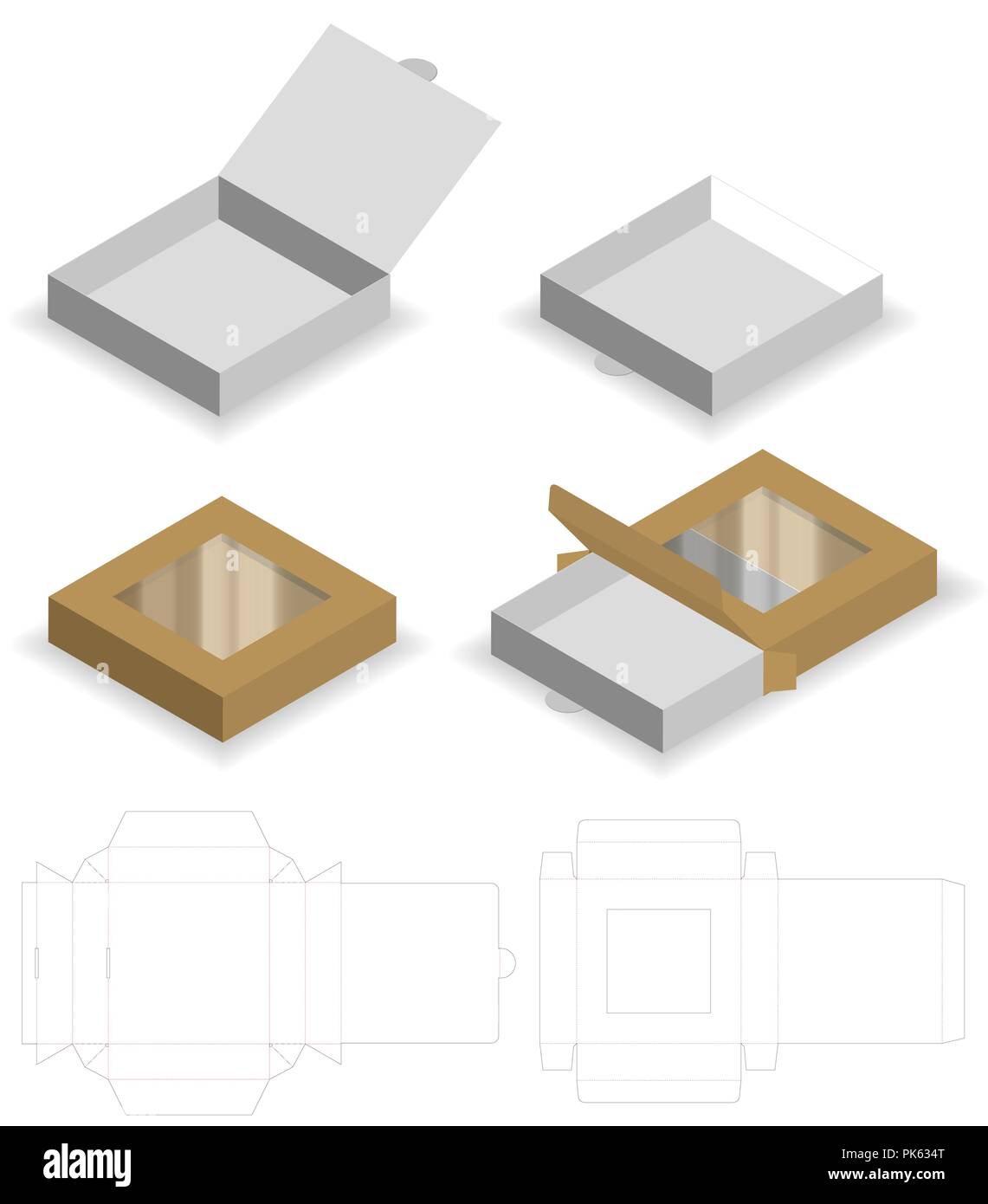 box with plastic window die cut mock up template vector Stock Vector