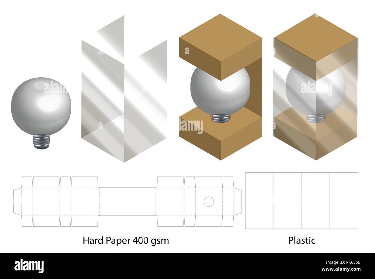 box with plastic window die cut mock up template Stock Vector