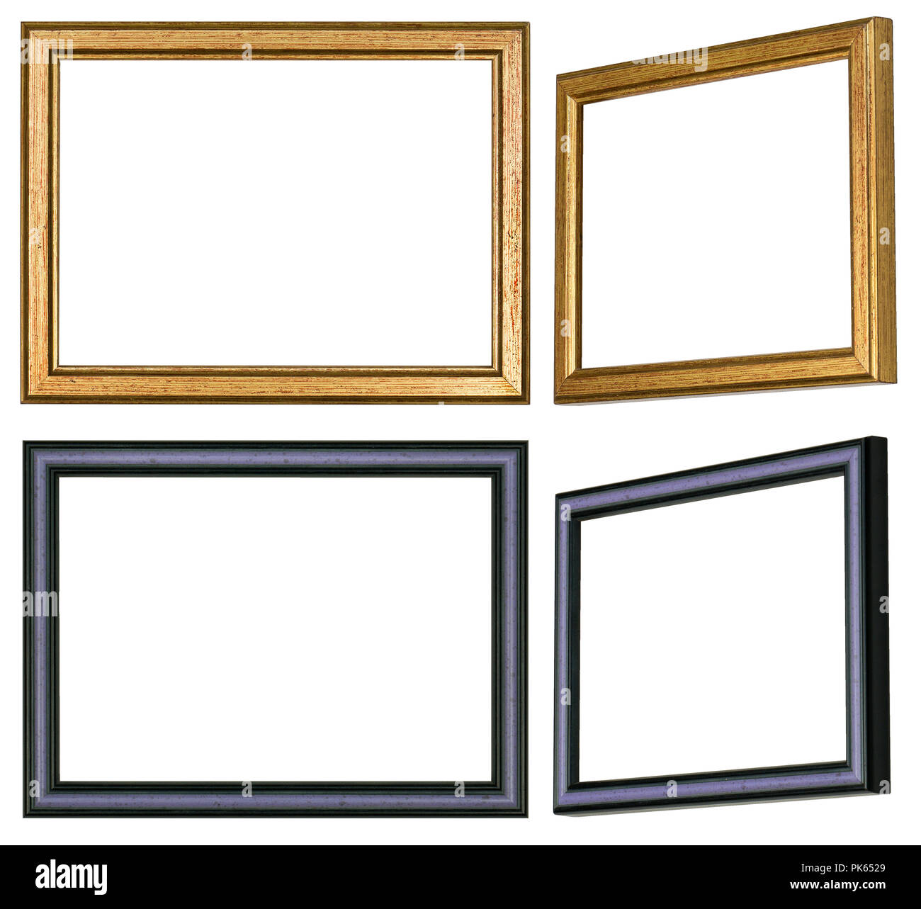 One straight and one slanted view of two different picture frames Stock Photo