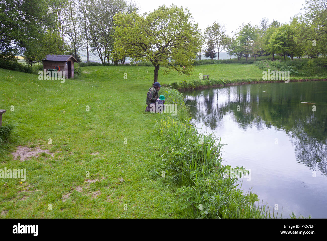 Meon Springs Trout fishery, East Meon, Hampshire, England, United Kingdom. Stock Photo