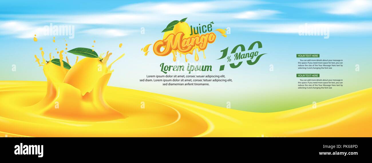 Mango Juice Advertising Banner Ads Vector Template Design Stock Vector