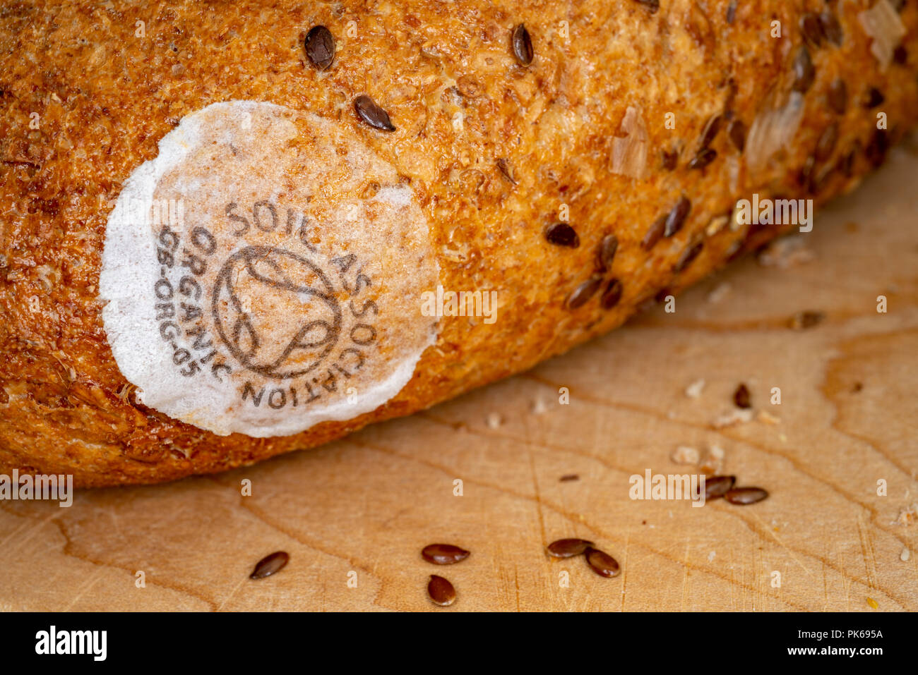 Organic Soil Association brown bread Stock Photo