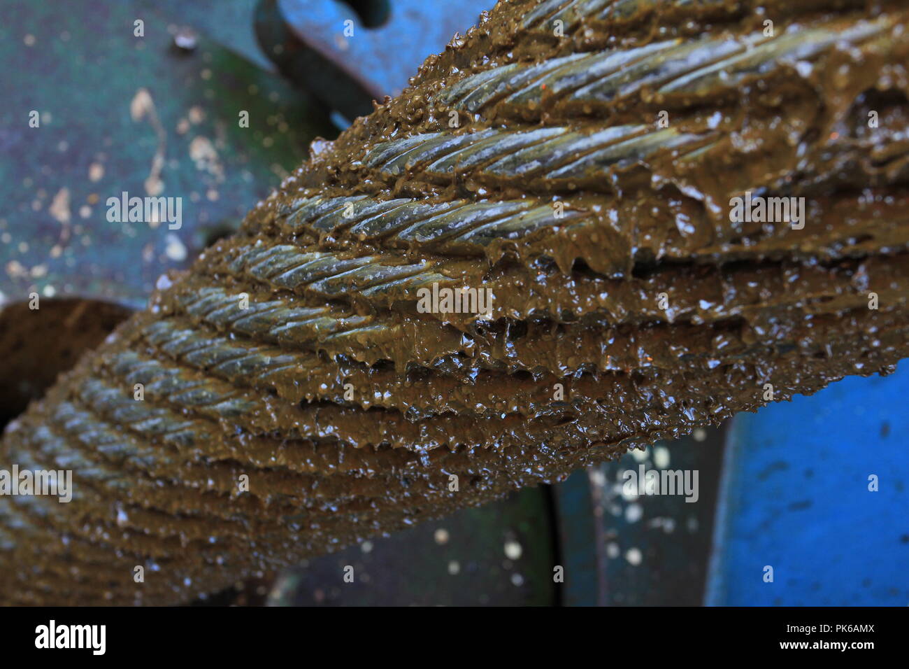 Steel cable with grease Stock Photo Alamy