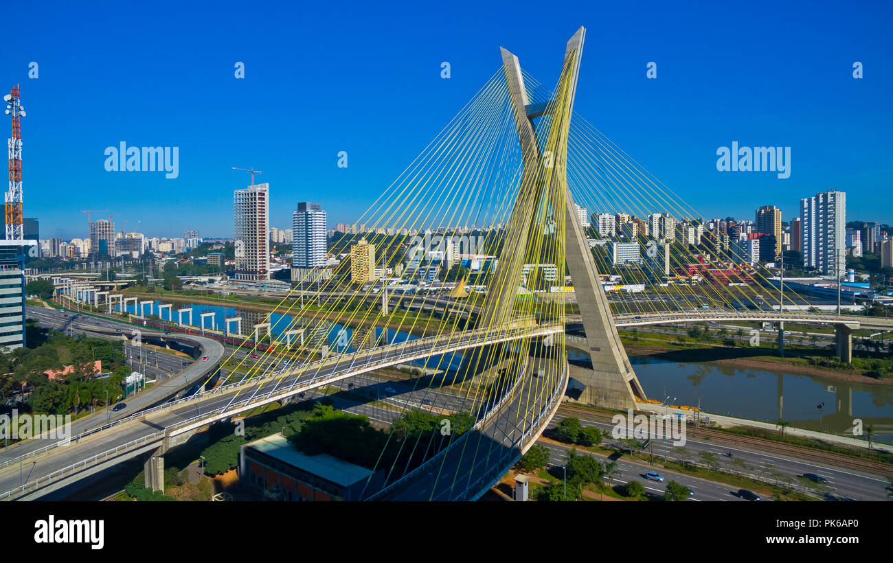 Cablestayed bridge in the world, Sao Paulo Brazil, South America Stock