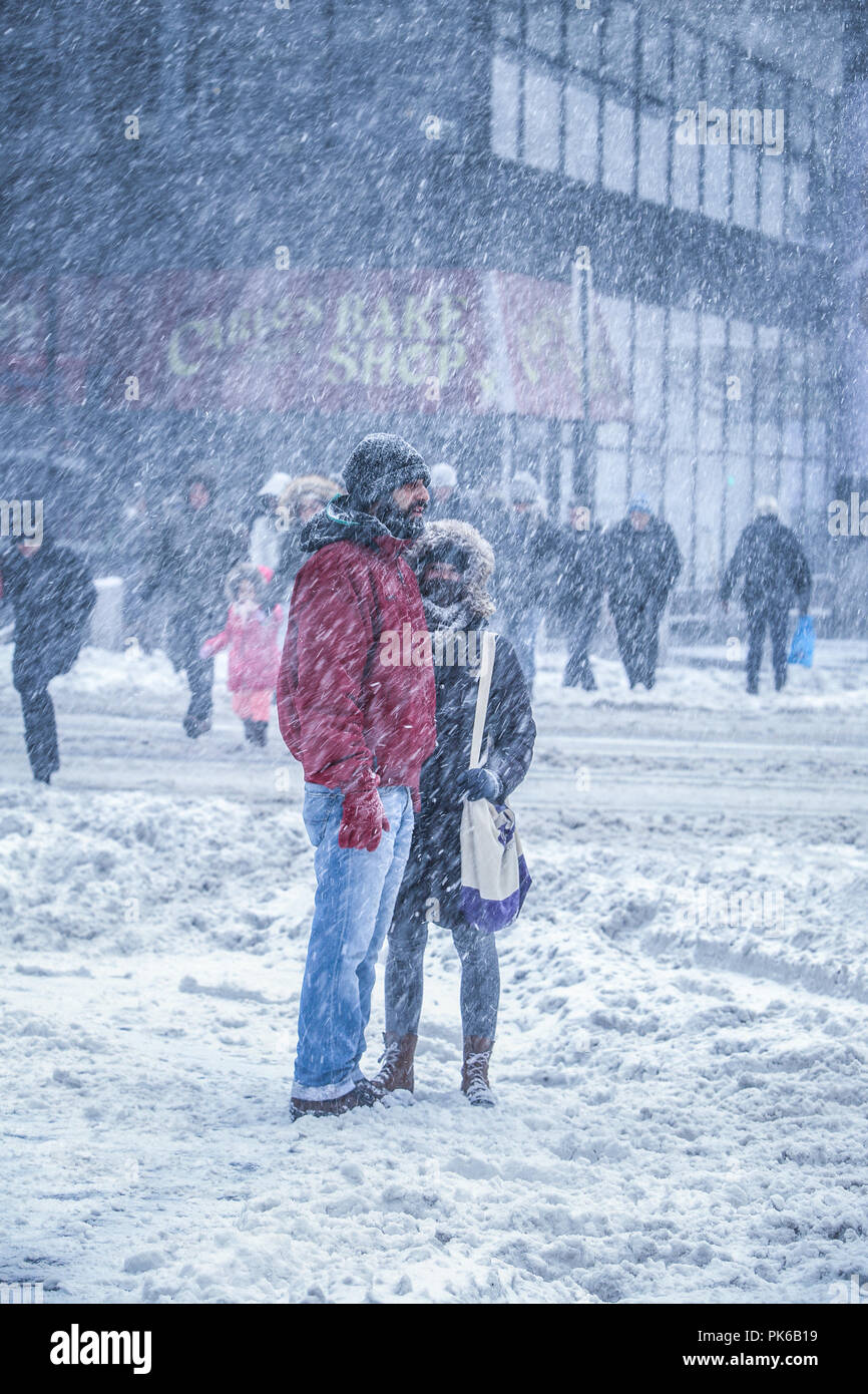 Carlo's Bake Shop 42nd Street and 8th Ave ;2016 NYC Storm  Arpi Pap Studio  Images. Stock Photo